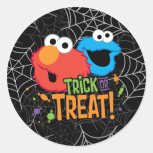Sticker Rond Cookie Monster et Elmo - Des friandises ou un sort