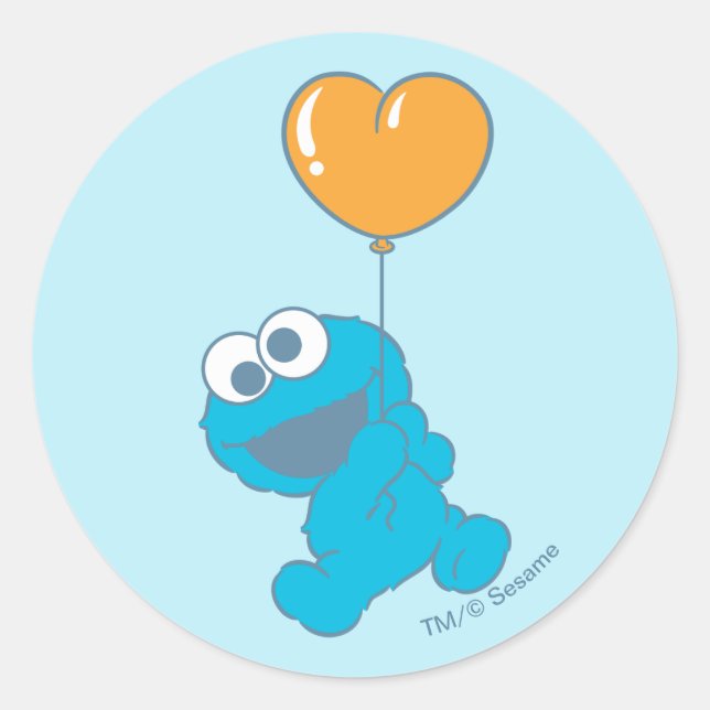 Sticker Rond Cookie Monster Heart Balloon (Devant)