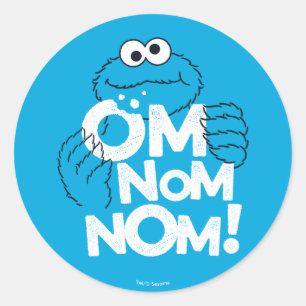 Sticker Rond Cookie Monster Om Nom Nom !
