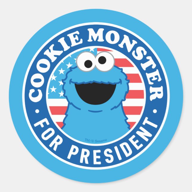 Sticker Rond Cookie Monster pour le président (Devant)