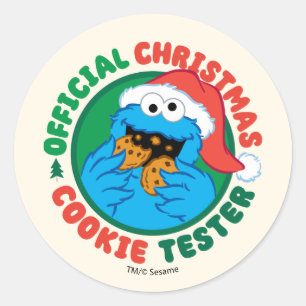 Sticker Rond Cookie Monster Tester officiel de biscuits de No