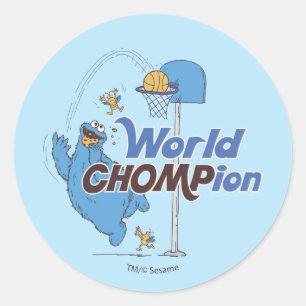Sticker Rond Cookie Monster Tirer sur des cerceaux de basket-