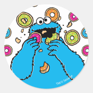 Sticker Rond Cookie MonsterDétructeur de Donuts