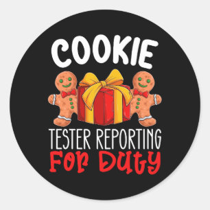 Sticker Rond Cookie Tester Reporting Pour Devoir Drôle Noël