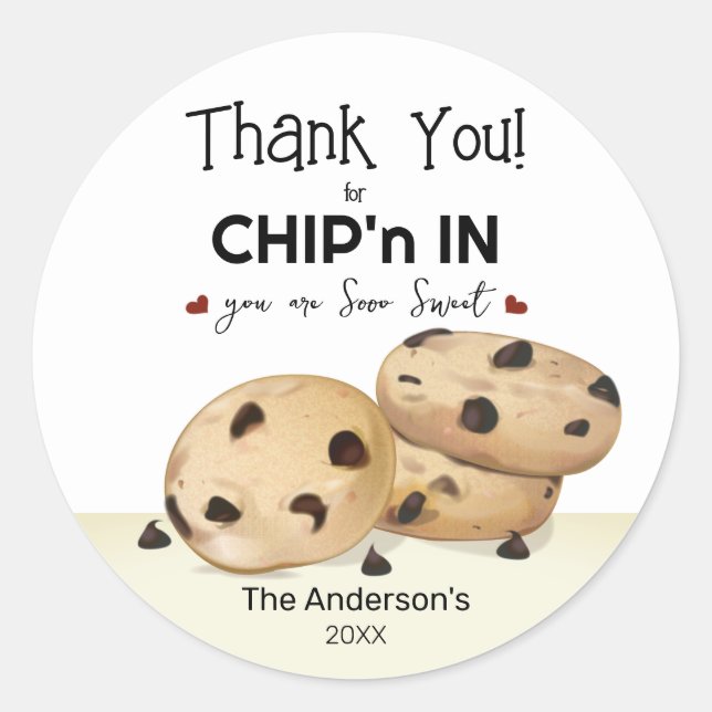 Sticker Rond Cookies à puces de chocolat Merci (Devant)
