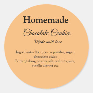 Sticker Rond Cookies au chocolat faits maison avec amour ajoute