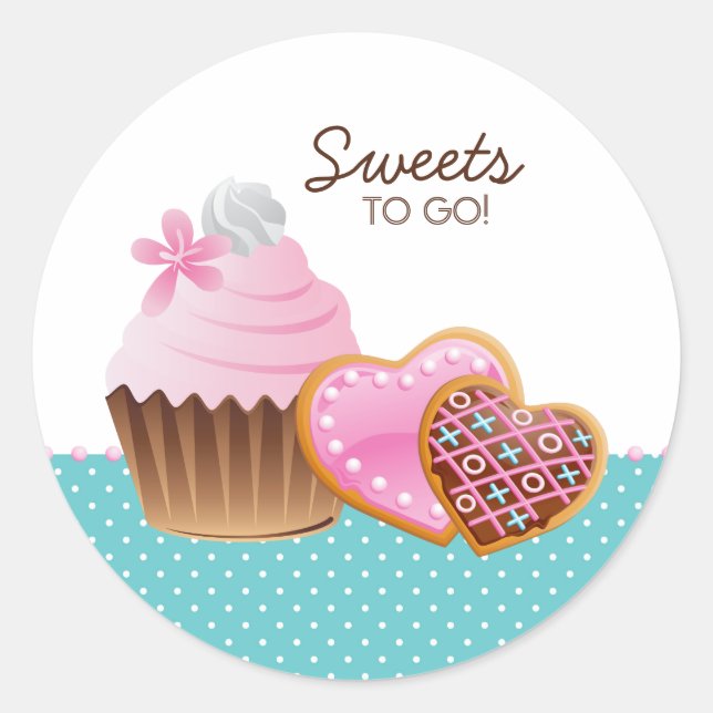 Sticker Rond Cookies Cupcake Bakery Cute Pois Moderne (Devant)