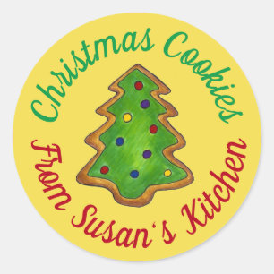 Sticker Rond Cookies d'arbre de Noël faits maison Personnalisés