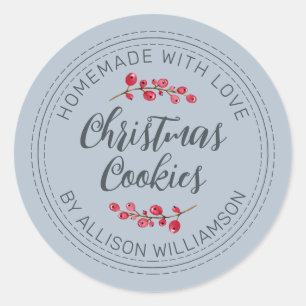 Sticker Rond Cookies de canneberge de Noël rustiques fait maiso