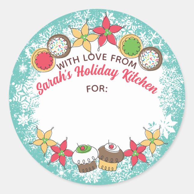 Sticker Rond Cookies de Noël cupcakes de la cuisine (Devant)