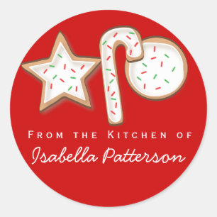 Sticker Rond Cookies de Noël de l'autocollant de cuisine Rouge