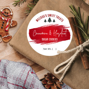 Sticker Rond Cookies de Noël Dessert Flavor Festive Rouge Vert