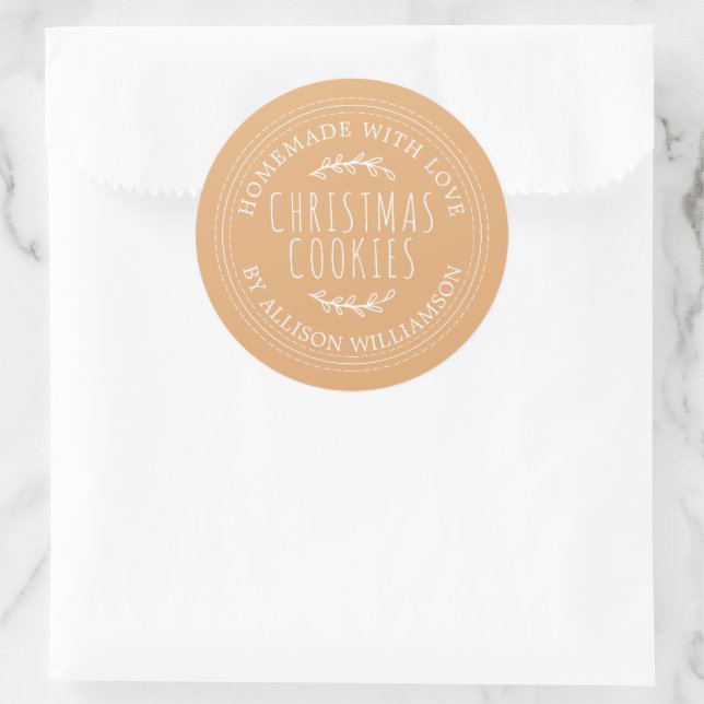 Sticker Rond Cookies de Noël maison moderne Jaune (Sac)
