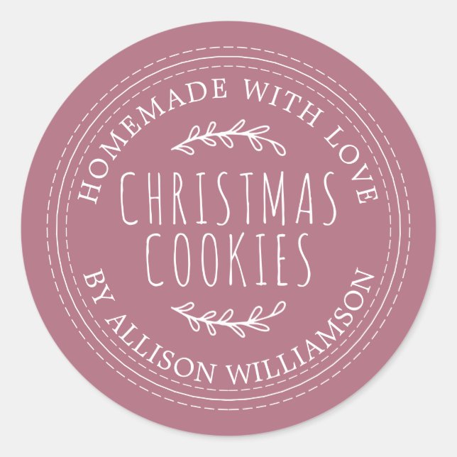 Sticker Rond Cookies de Noël maison moderne violet (Devant)