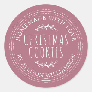 Sticker Rond Cookies de Noël maison moderne violet