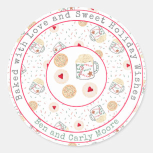 Sticker Rond Cookies de Noël personnalisés