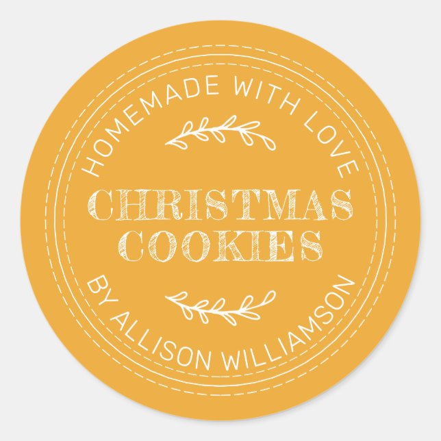 Sticker Rond Cookies de Noël rustiques faits maison Mellow Jaun (Devant)