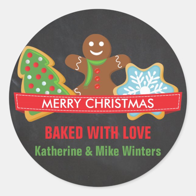 Sticker Rond Cookies de Noël sur tableau noir (Devant)