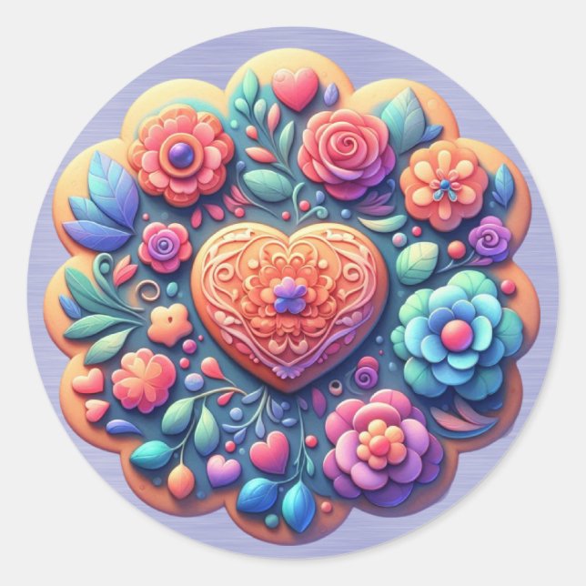 Sticker Rond Cookies Décorés En Fleurs (Devant)