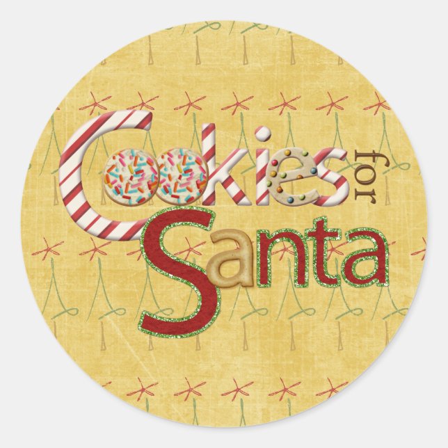Sticker Rond Cookies et bonbons pour Père Noël (Devant)