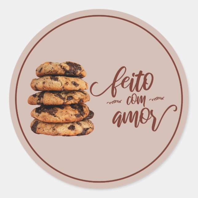 Sticker Rond Cookies faits avec amour, feito com amor (Devant)