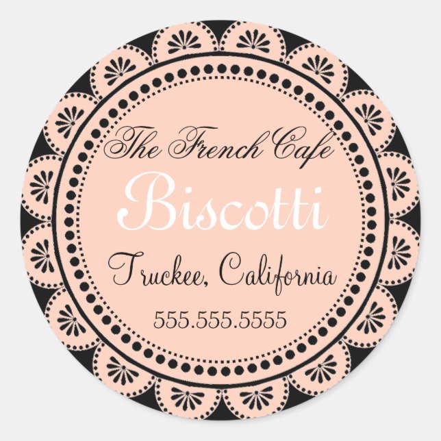 Sticker Rond Cookies faits maison dentelle rose (Devant)