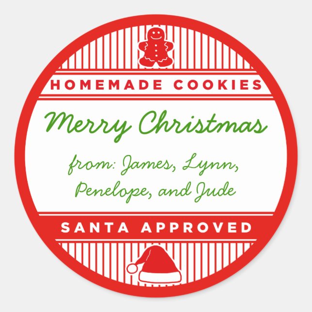 Sticker Rond Cookies faits maison père Noël (Devant)