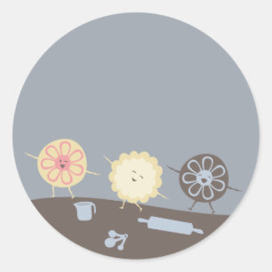 Sticker Rond Cookies jouant boulangerie cuisine pâtisserie étiq