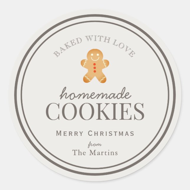 Sticker Rond Cookies maison Gingerbread Homme Holiday (Devant)