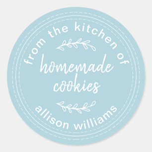 Sticker Rond Cookies Maison Rustiques Bleu Pastel