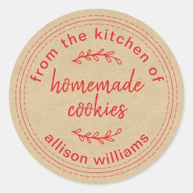 Sticker Rond Cookies maison rustiques de la cuisine de Kraft (Devant)