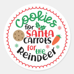 Sticker Rond Cookies pour le Père Noël et carottes pour les ren