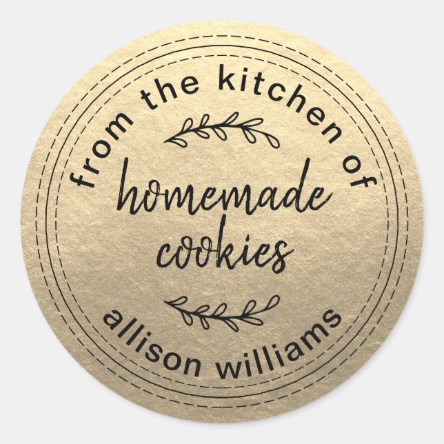 Sticker Rond Cookies rustiques faits maison de la cuisine d'or (Devant)