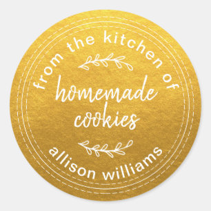 Sticker Rond Cookies rustiques faits maison de la cuisine d'or