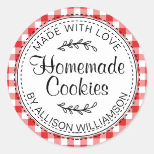 Sticker Rond Cookies rustiques modernes faits maison Coche roug