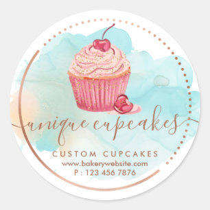 Sticker Rond Cookies Sucres pâtisserie Ombre Berry Cupcake