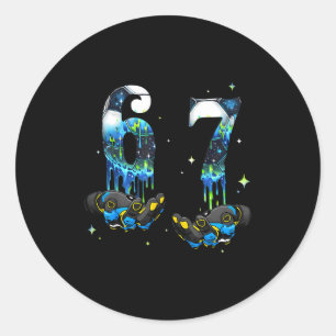 Sticker Rond Cool 67 Six Seven Mème Football Soccer Drip Garçon