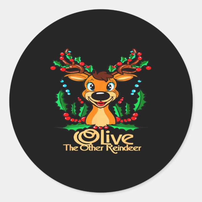 Sticker Rond Cool Animal Designs And More Olive The Other Reind (Devant)