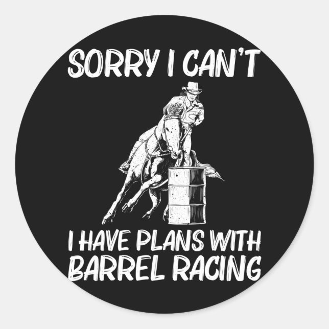 Sticker Rond Cool Barrel Racing Pour Femmes Hommes Rodéo Cheval (Devant)