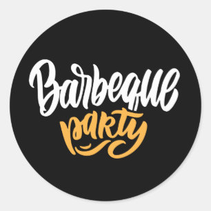 Sticker Rond Cool BBQ fête mot art