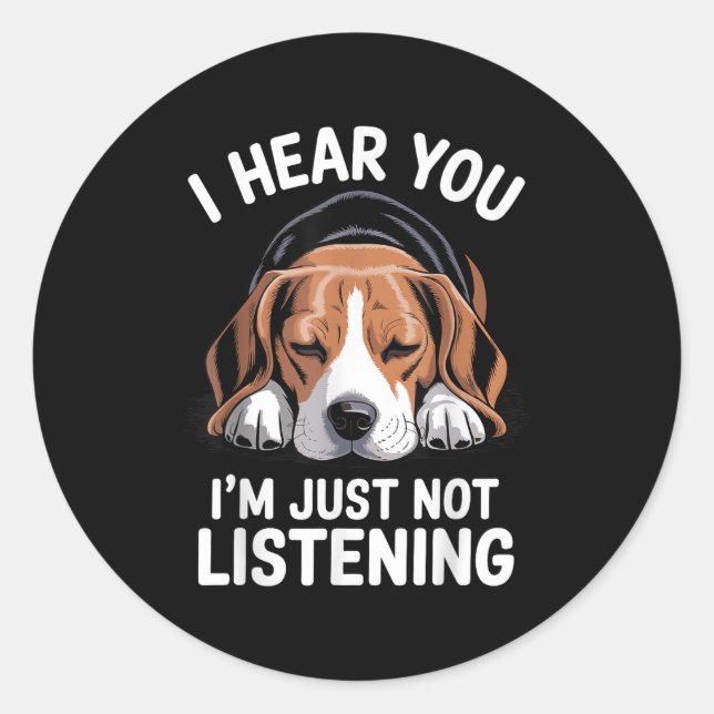 Sticker Rond Cool Beagle Design Pour Hommes Femmes Chien Thème  (Devant)