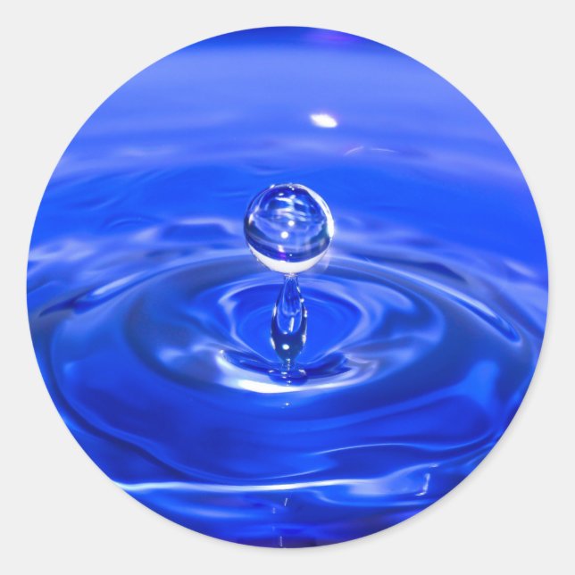 Sticker Rond Cool Bleu gouttelette d'eau (Devant)