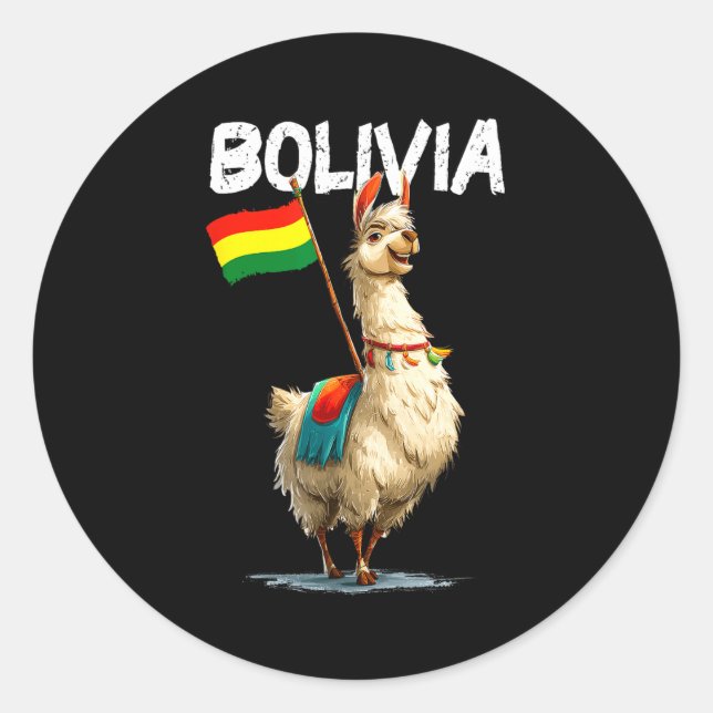 Sticker Rond Cool Bolivian Llama Costume For Bolivia Lovers  (Devant)