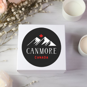 Sticker Rond Cool Canmore Canada Montagnes Maple Leaf Dark