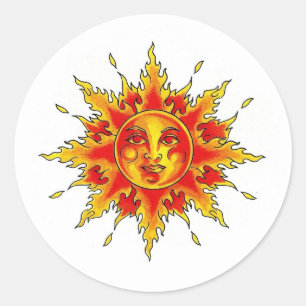 Sticker Rond Cool caricature tatouage symbole Dôme féminin