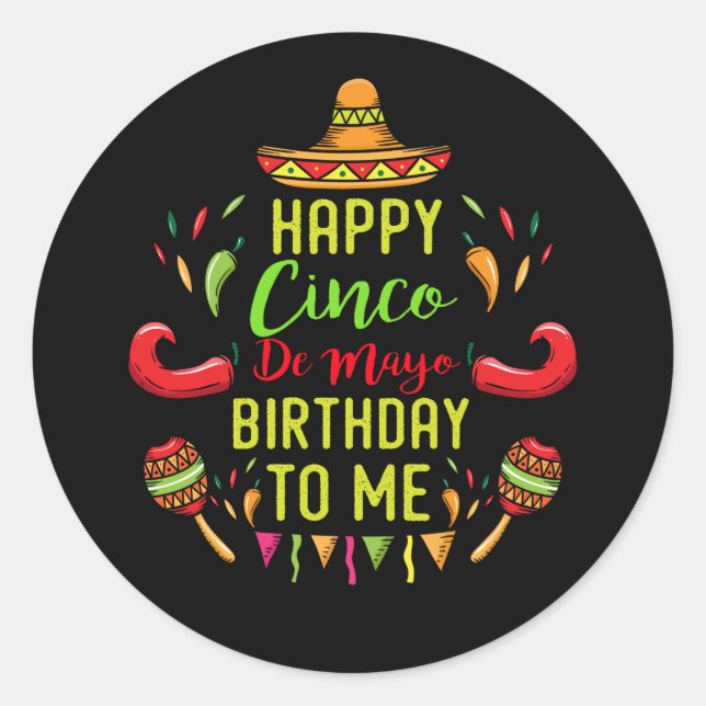 Sticker Rond Cool Cinco De Mayo Anniversaire 5 mai (Devant)