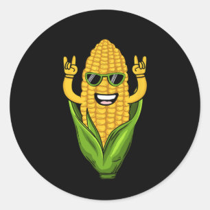 Sticker Rond Cool Corn Art Hommes Femmes Agricultrices Danser C