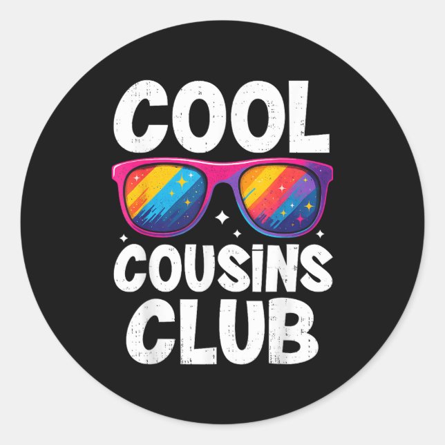 Sticker Rond Cool Cousins Club Family Matching Funny Cousin Squ (Devant)