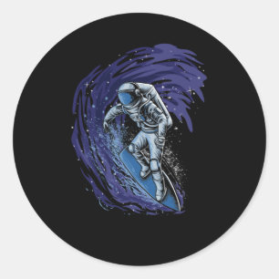 Sticker Rond Cool de l'astronaute de surf Cosmonaut