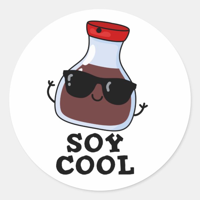 Sticker Rond Cool de soja Funny Soy Sauce Pun (Devant)